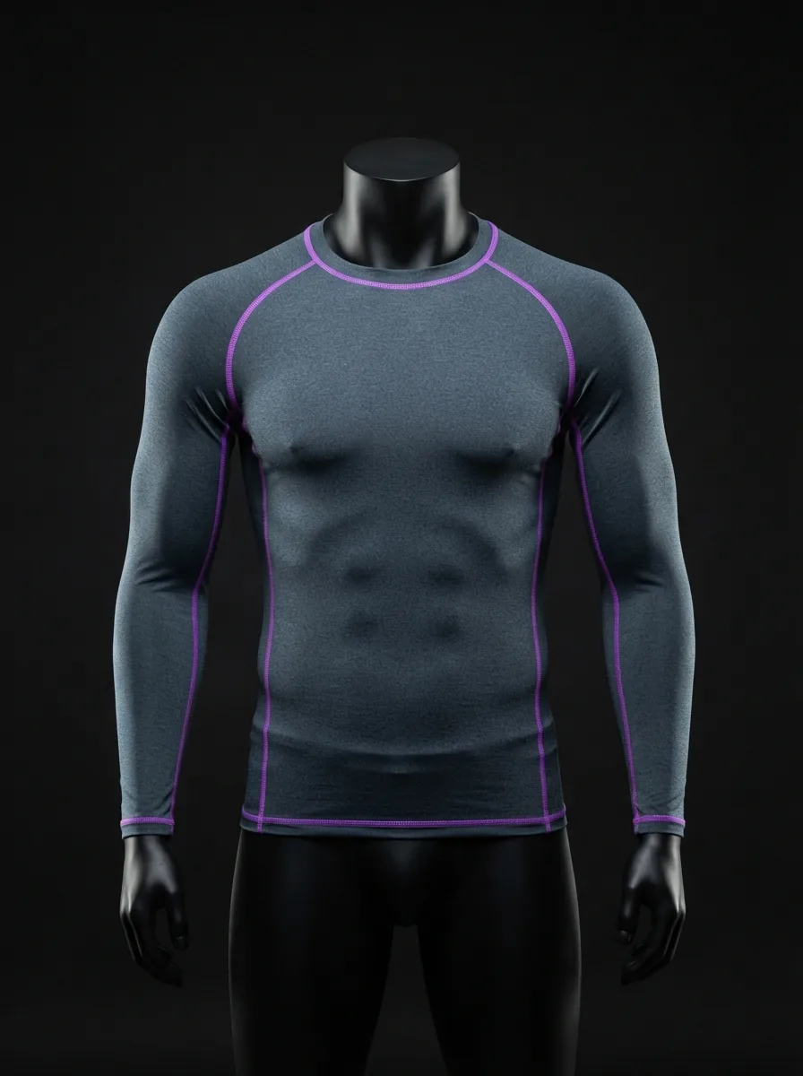 Grey and Violet Baselayer custom gym and training apparel on a mannequin