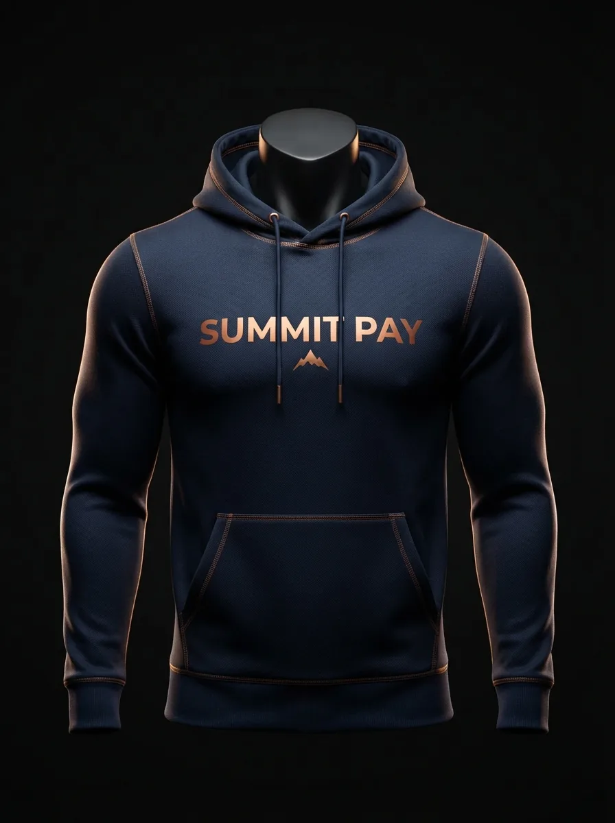 Navy Summit Hoodie custom gym and training apparel on a mannequin