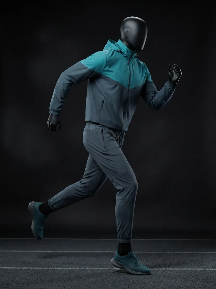 Teal Running Set custom gym and training apparel on a mannequin