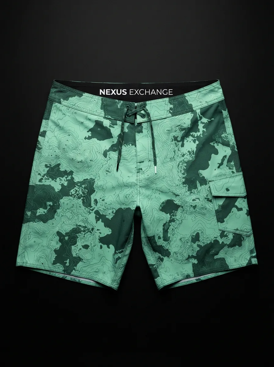 Mint Camo Board Shorts custom MMA fightwear product shot