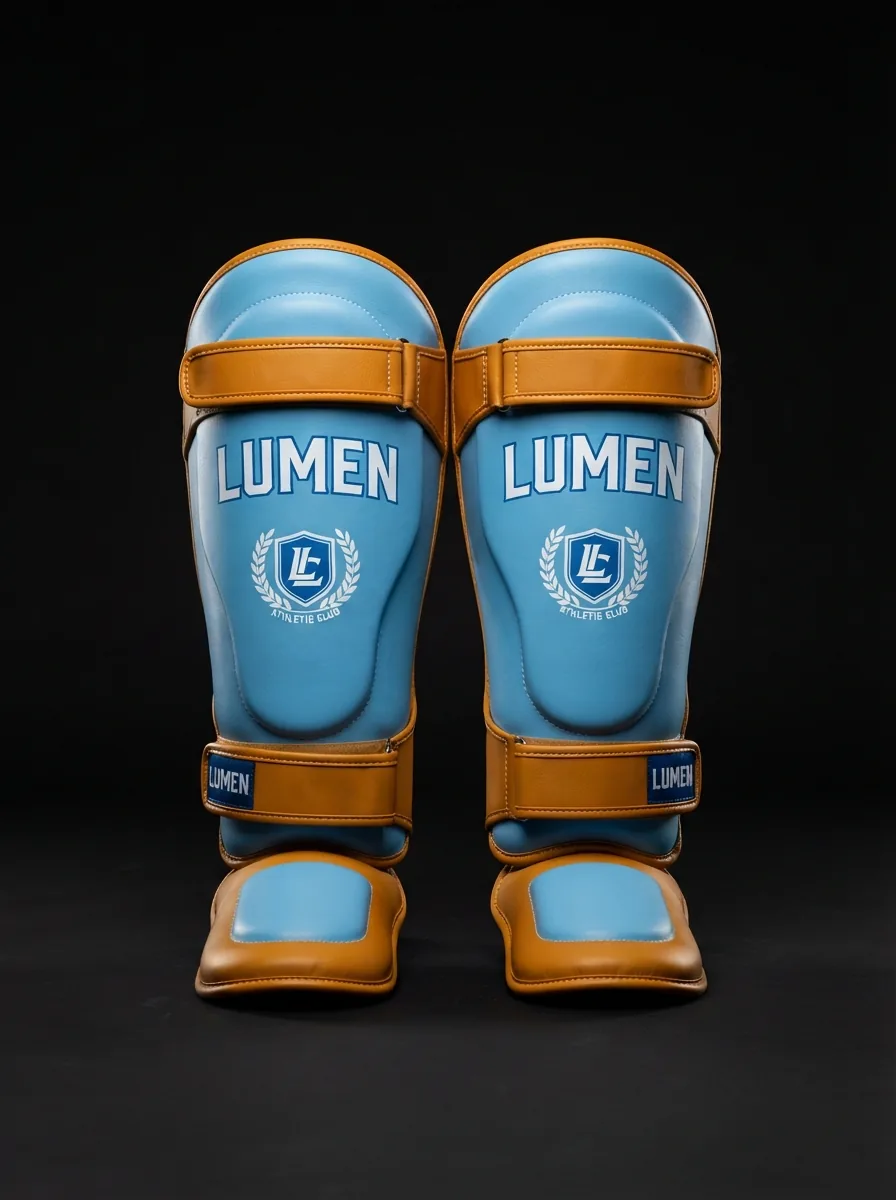 Sky Blue Shin Guards custom MMA fightwear product shot