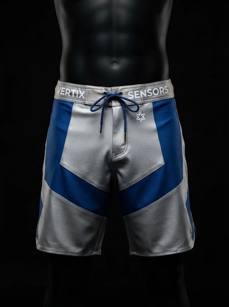 Navy and Silver Shorts custom MMA fightwear product shot