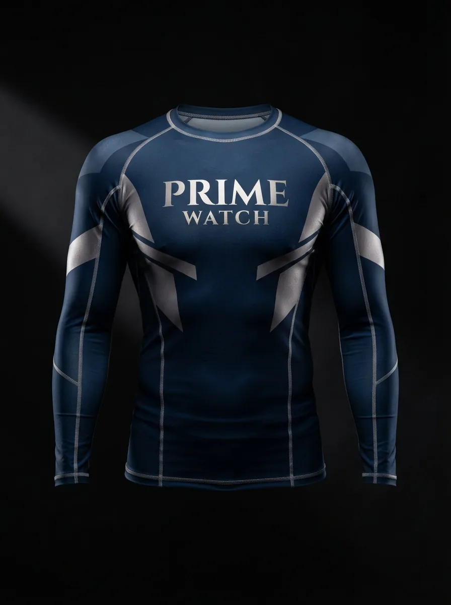 Navy Prime Rash Guard custom MMA fightwear product shot