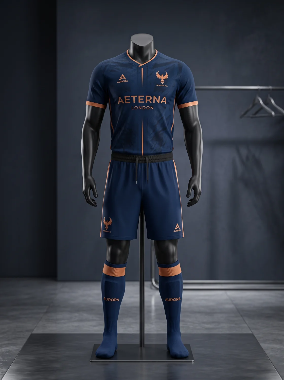 Navy and copper custom soccer uniform design