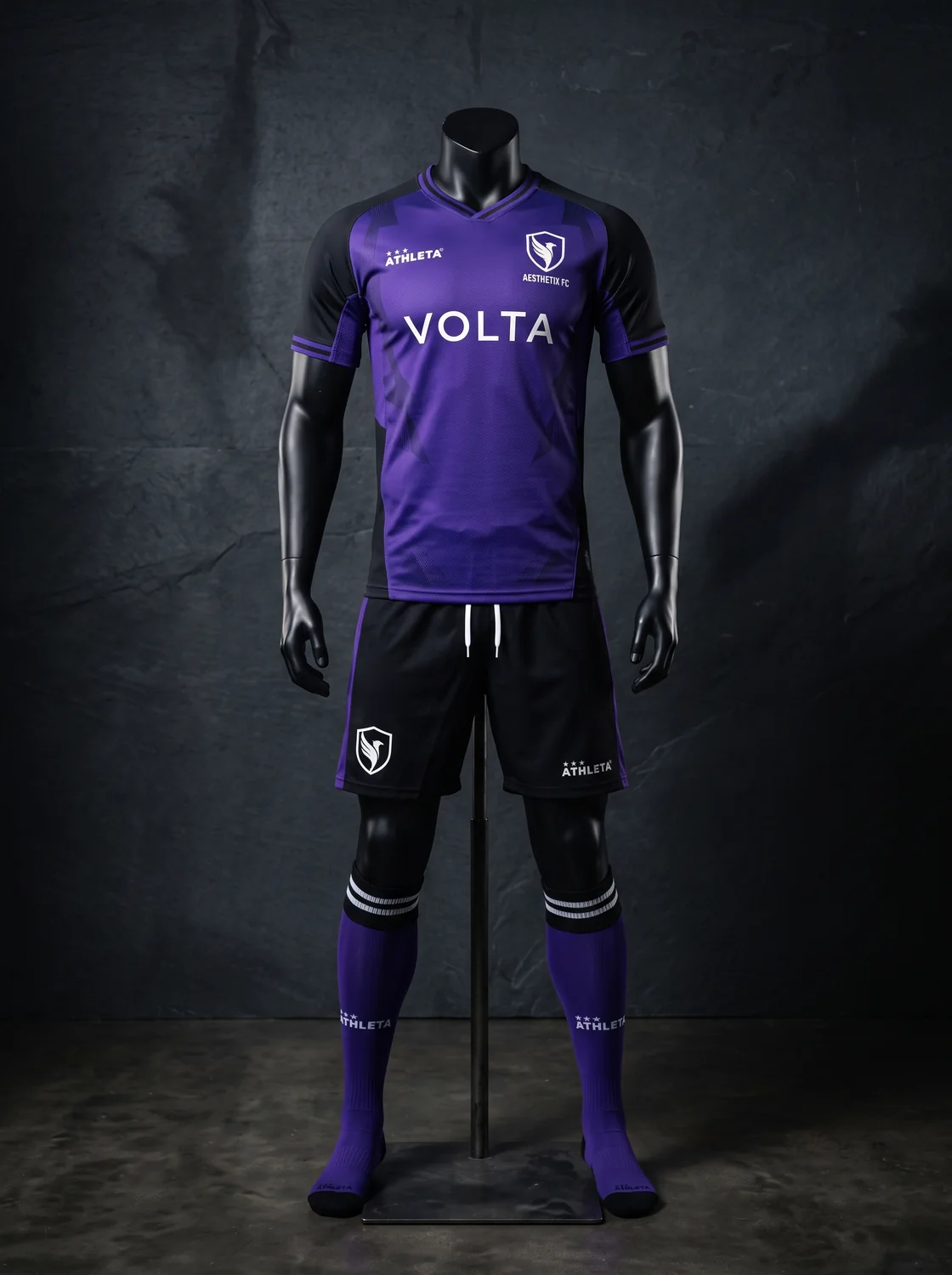 Purple and black custom soccer uniform design