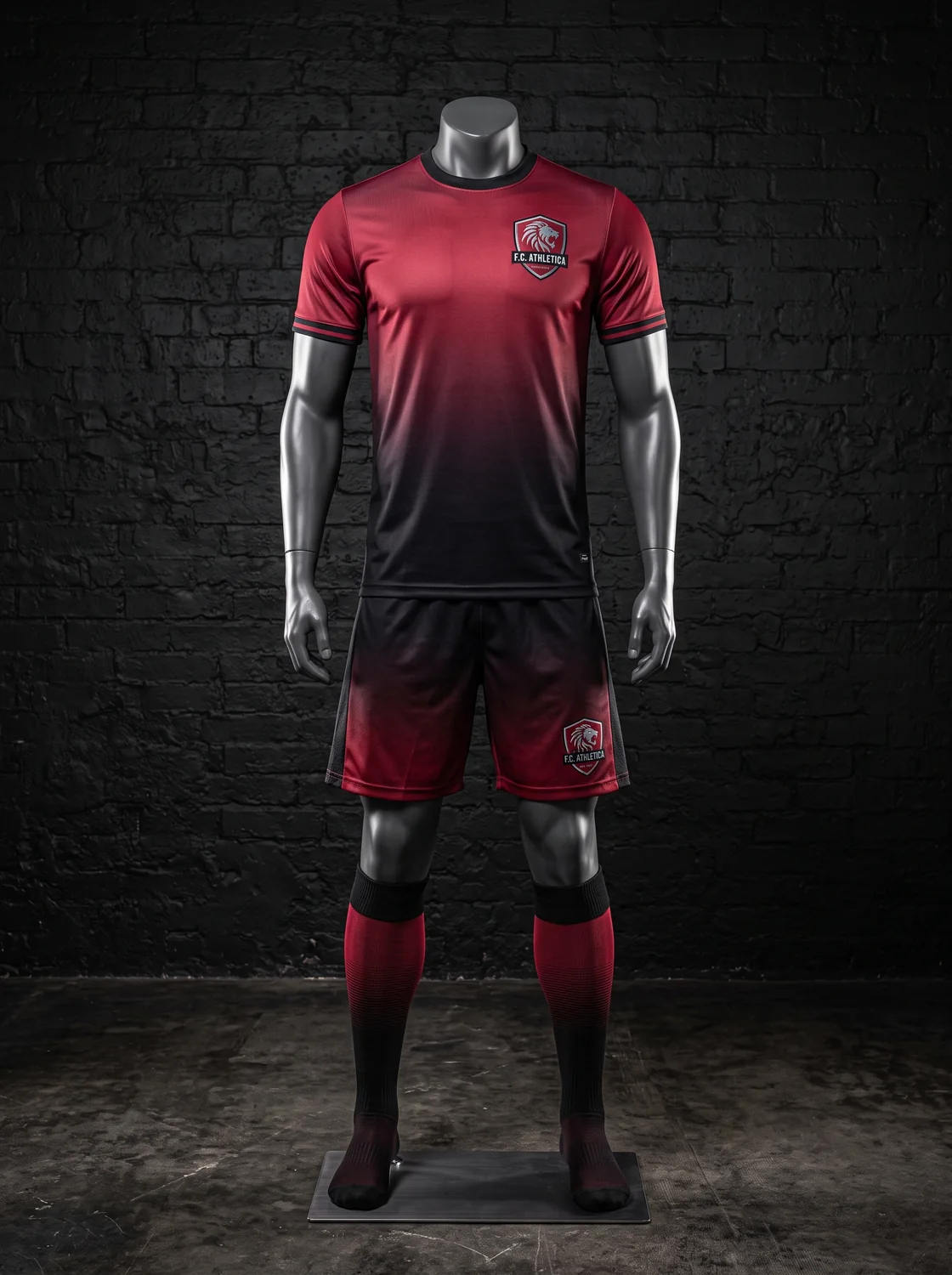 Crimson gradient custom soccer uniform design
