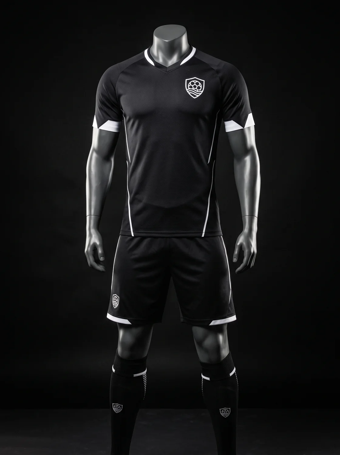 Black and white custom soccer uniform design