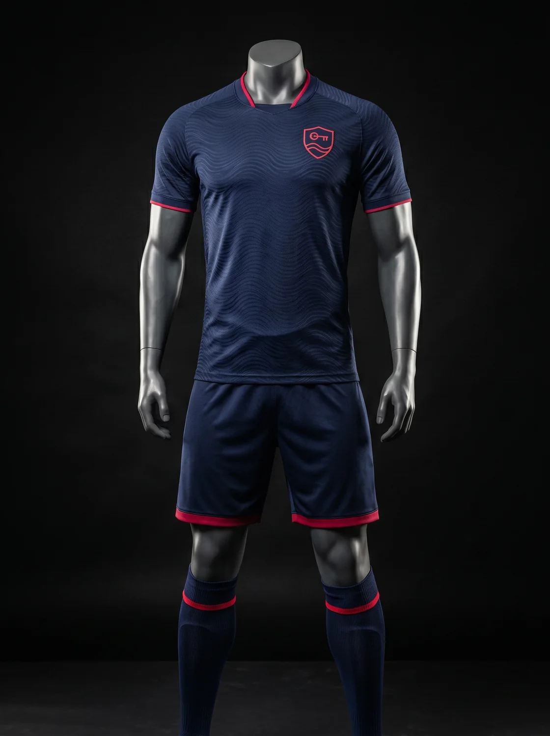 Navy and red custom soccer uniform design