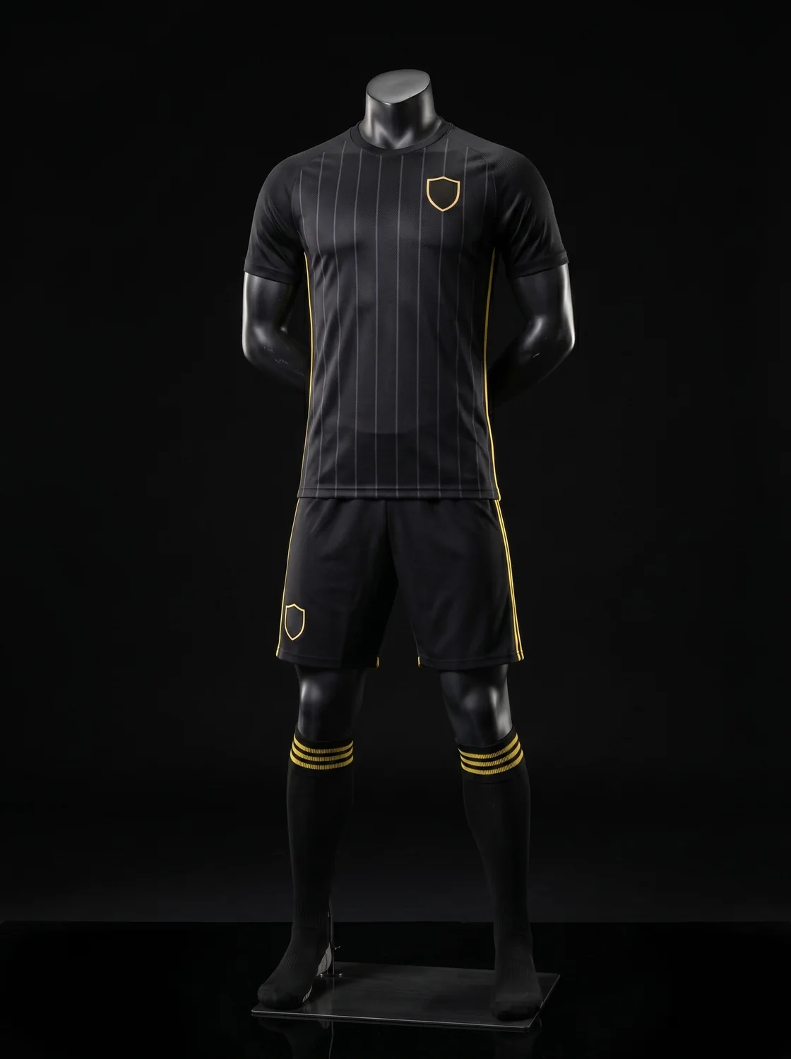 Black and gold custom soccer uniform design