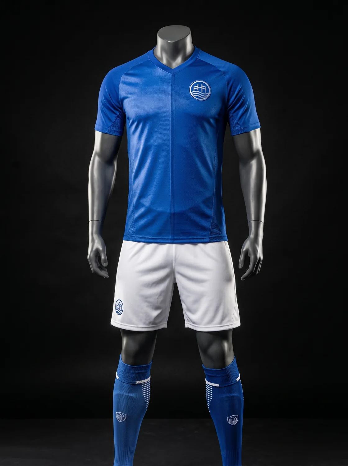 Royal blue custom soccer uniform design