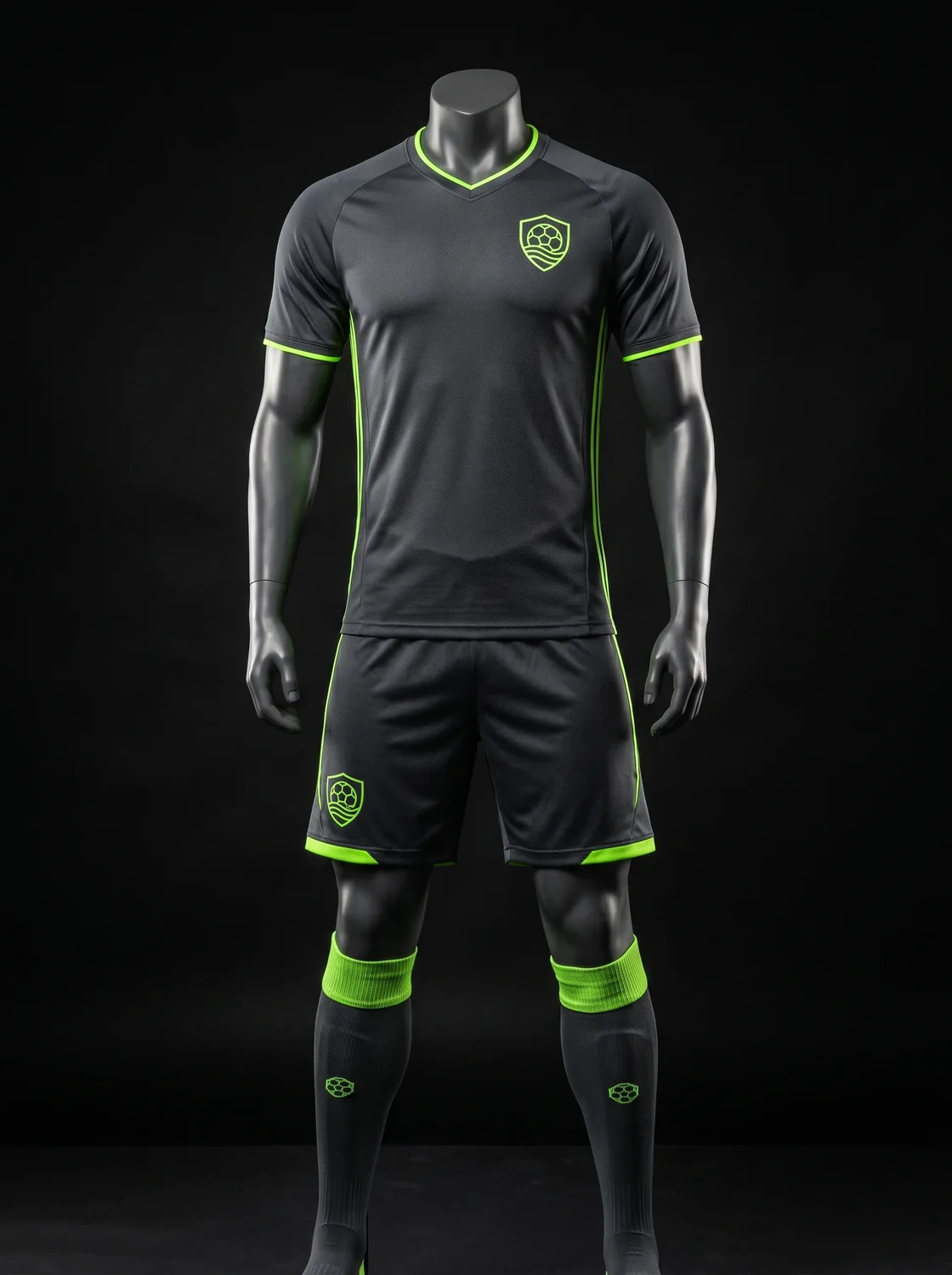 Graphite and lime custom soccer uniform design