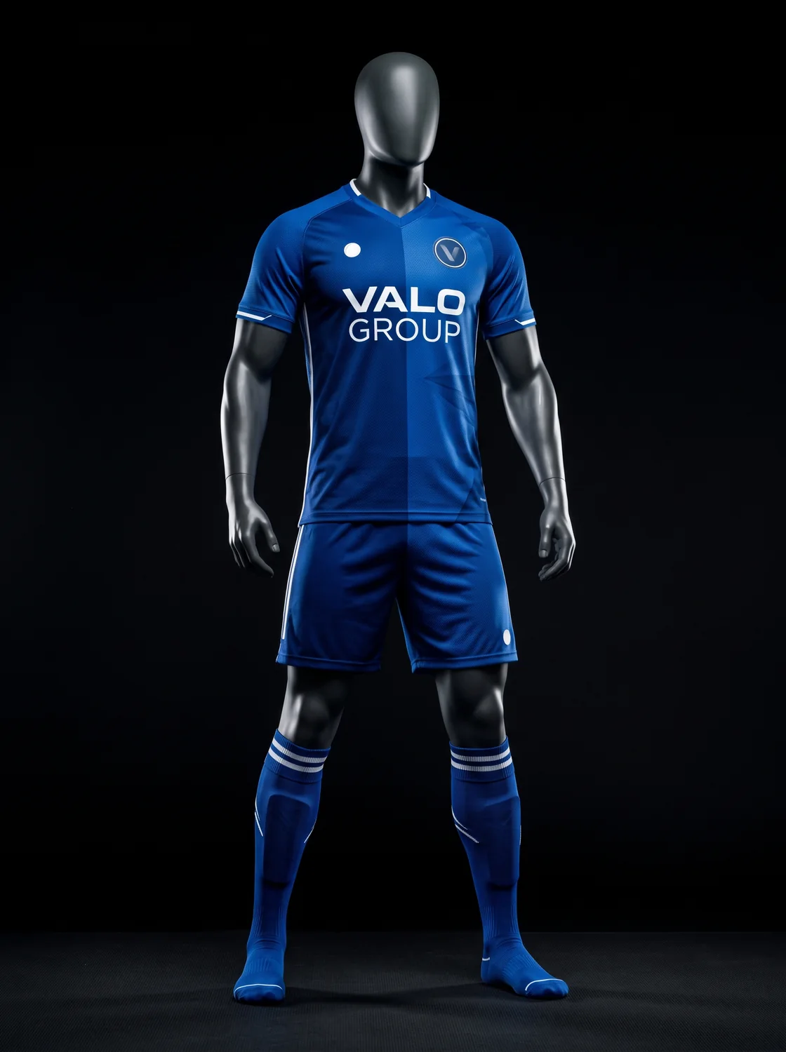 Electric blue custom soccer uniform design