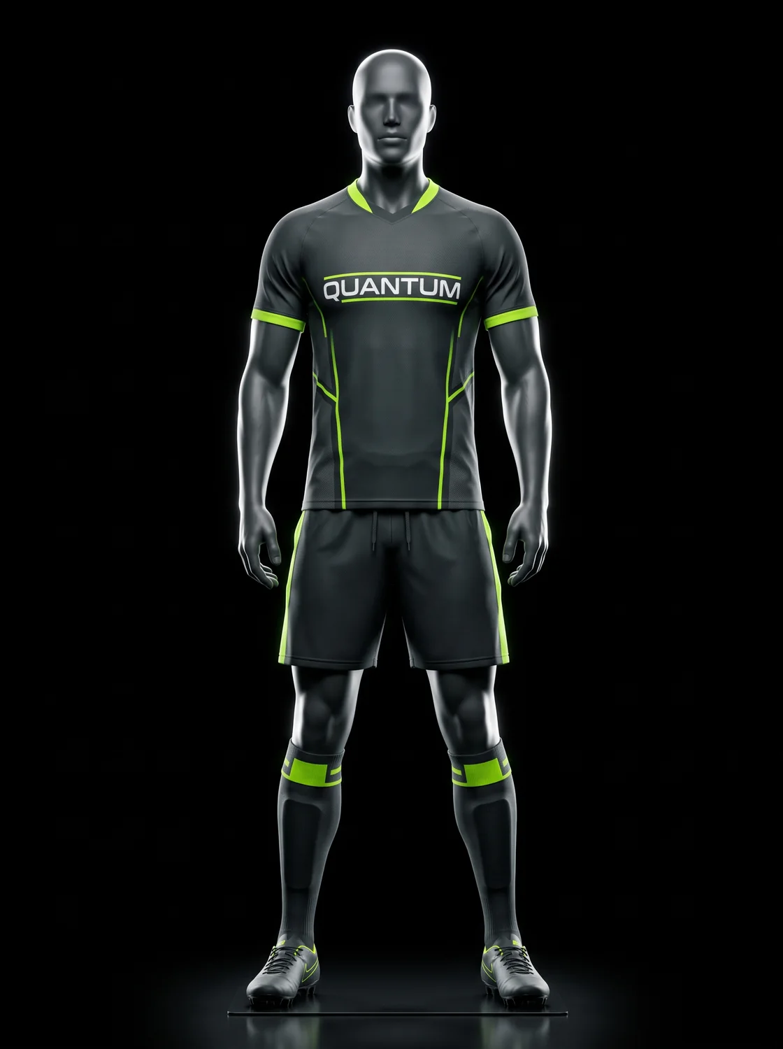 Charcoal and neon custom soccer uniform design
