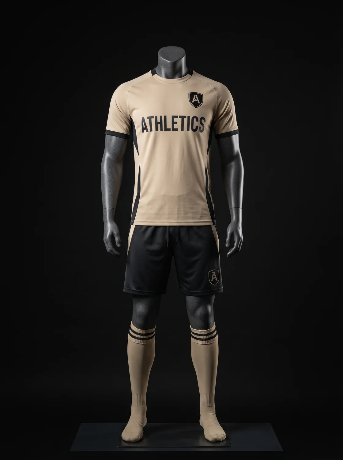Sand and black custom soccer uniform design