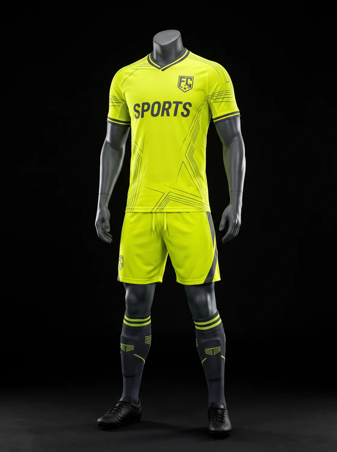 Fluorescent yellow custom soccer uniform design
