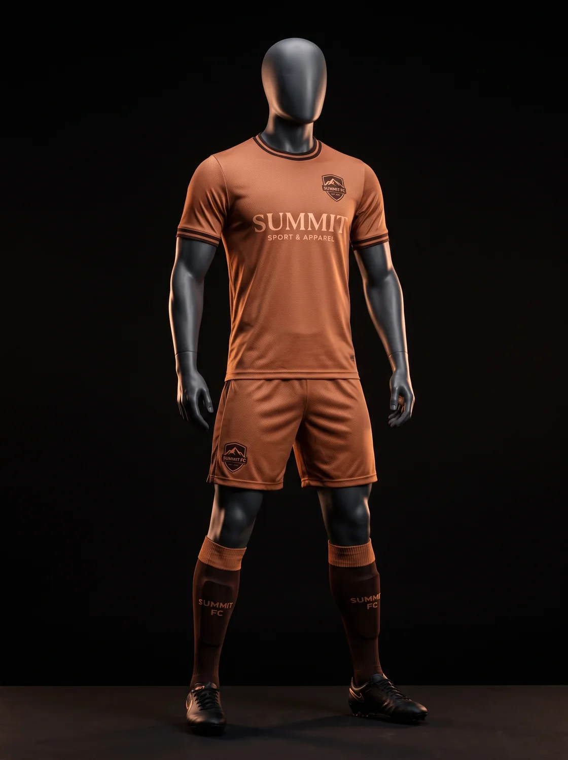 Copper brown custom soccer uniform design
