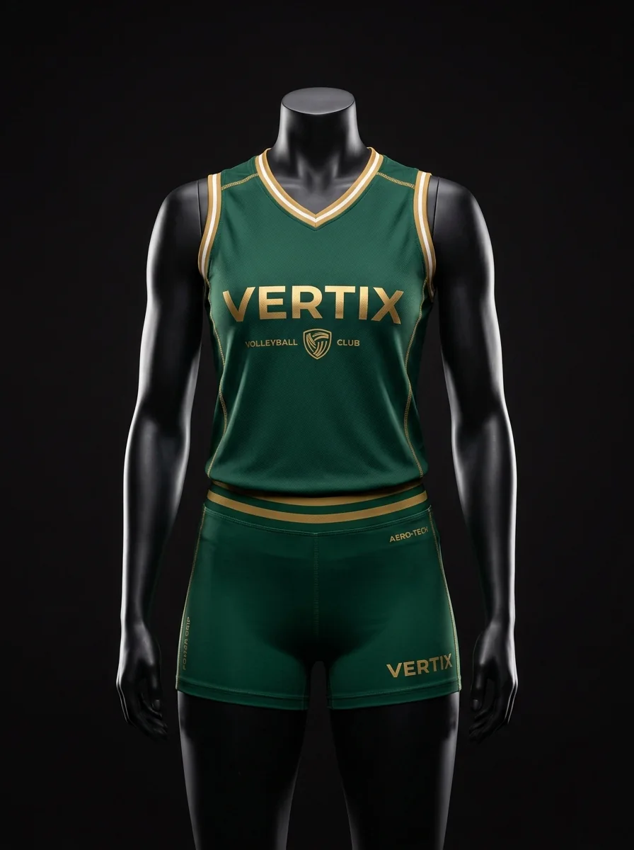 Emerald Gold custom volleyball uniform mannequin mockup