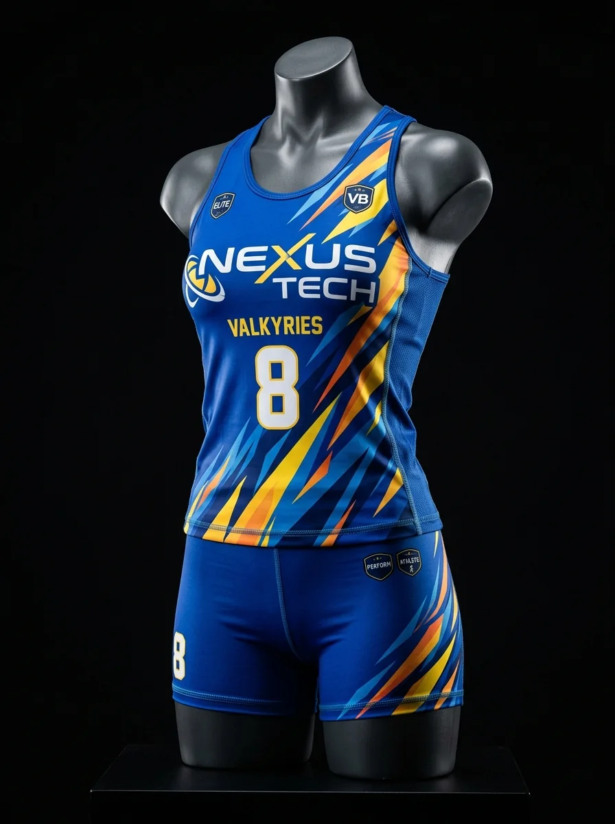 Valkyrie Blue custom volleyball uniform mannequin mockup