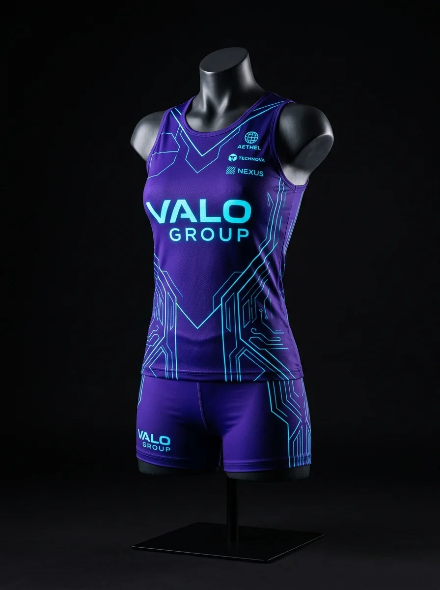 Neon Circuit Purple custom volleyball uniform mannequin mockup