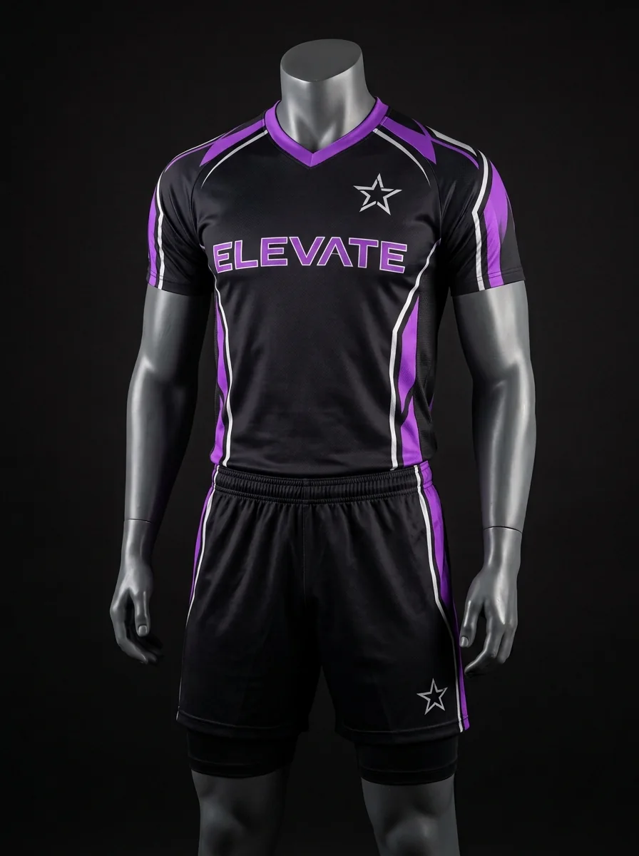 Elevate Purple custom volleyball uniform mannequin mockup
