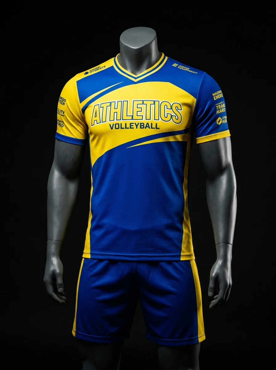Royal Gold custom volleyball uniform mannequin mockup