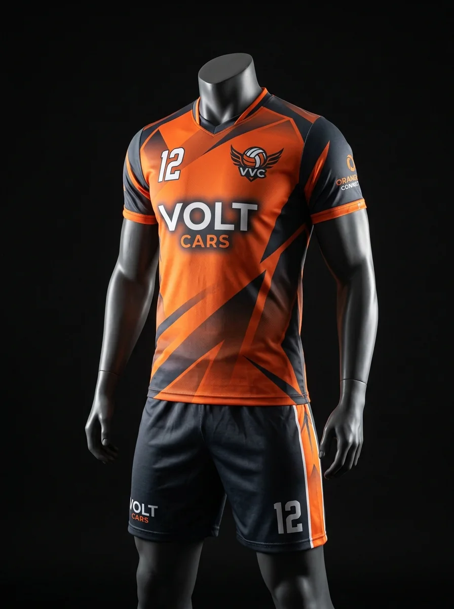 Volt Orange custom volleyball uniform mannequin mockup