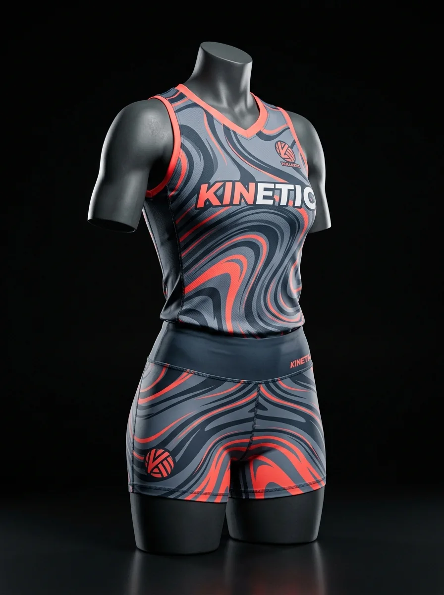 Coral Kinetic custom volleyball uniform mannequin mockup