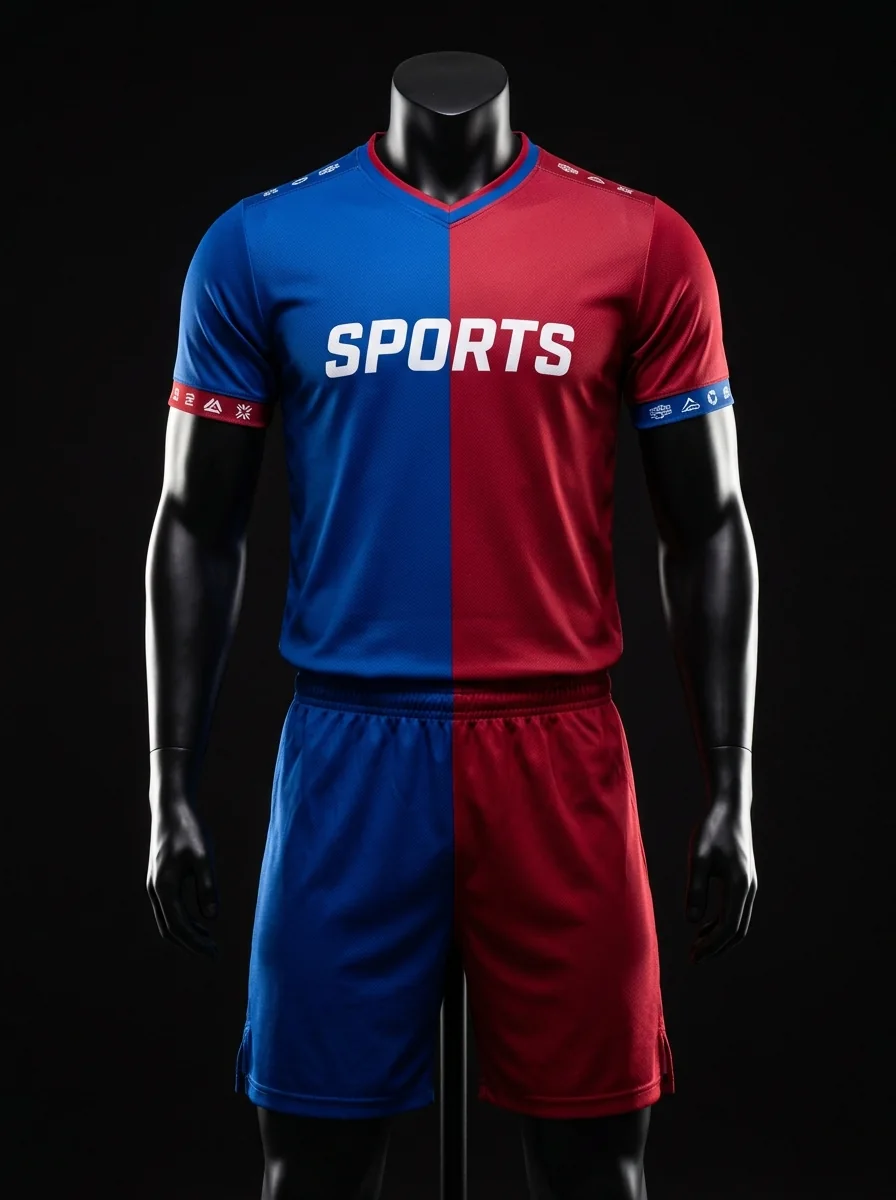 Split Red Blue custom volleyball uniform mannequin mockup
