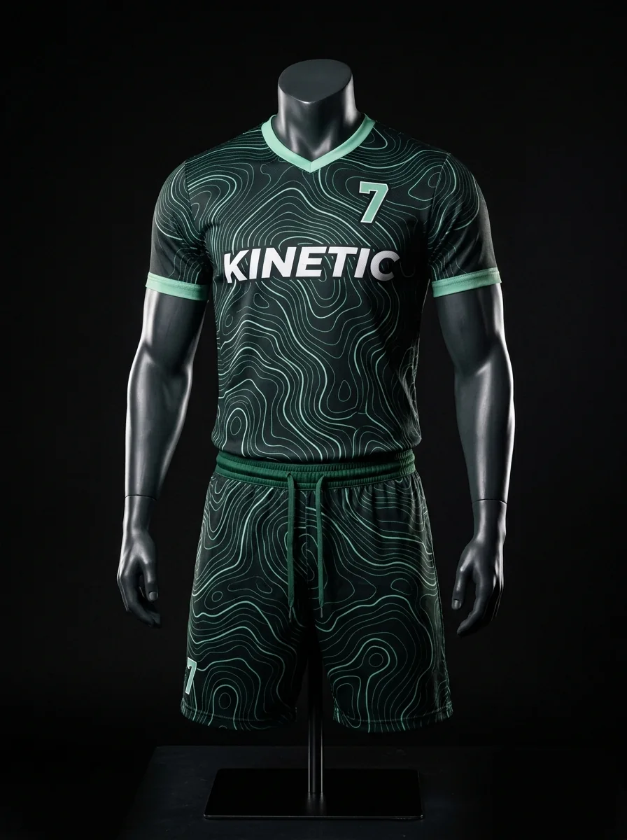Topographic Mint custom volleyball uniform mannequin mockup