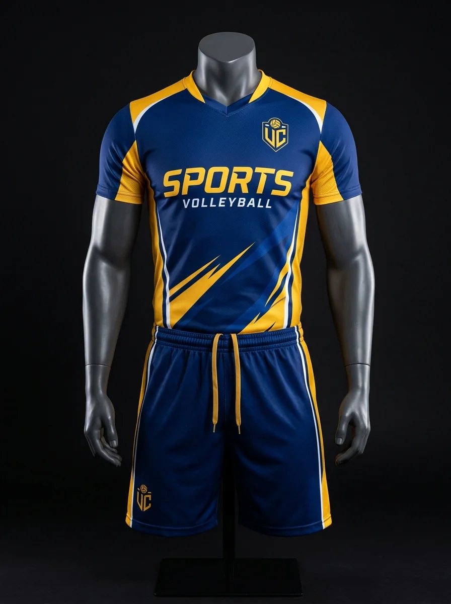 Navy Gold custom volleyball uniform mannequin mockup