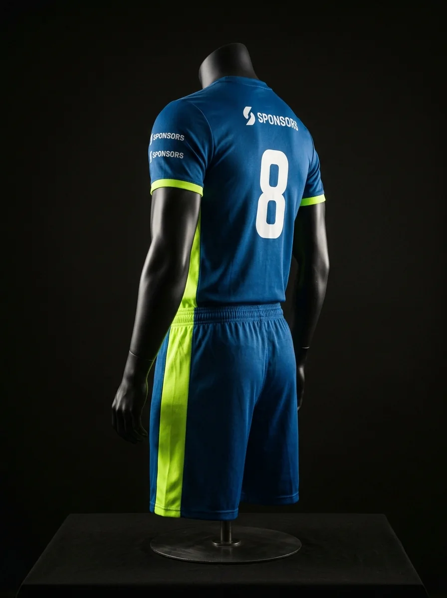 Back View Navy Lime custom volleyball uniform mannequin mockup