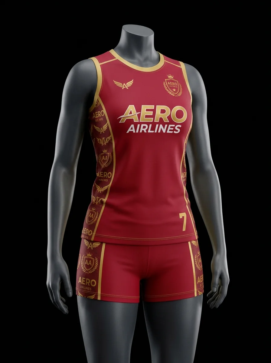 Red Gold Women's custom volleyball uniform mannequin mockup