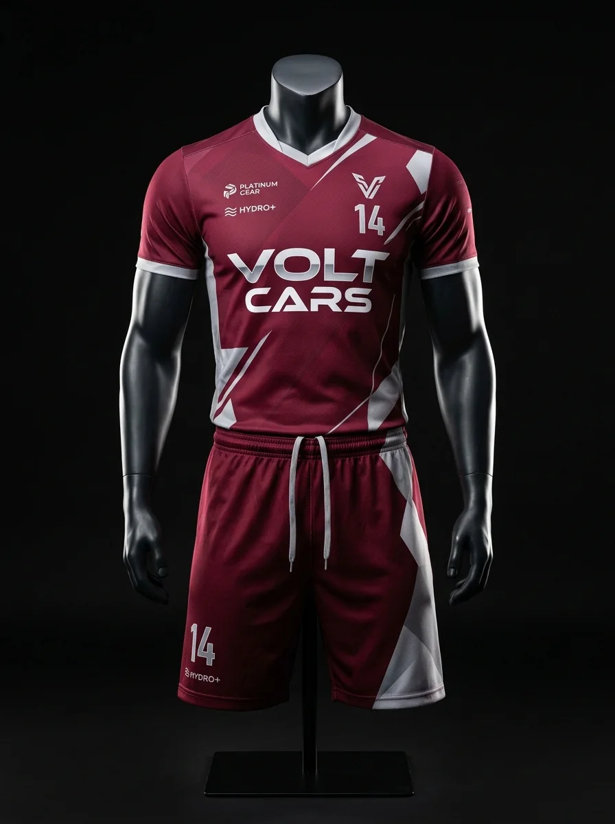 Burgundy Silver custom volleyball uniform mannequin mockup
