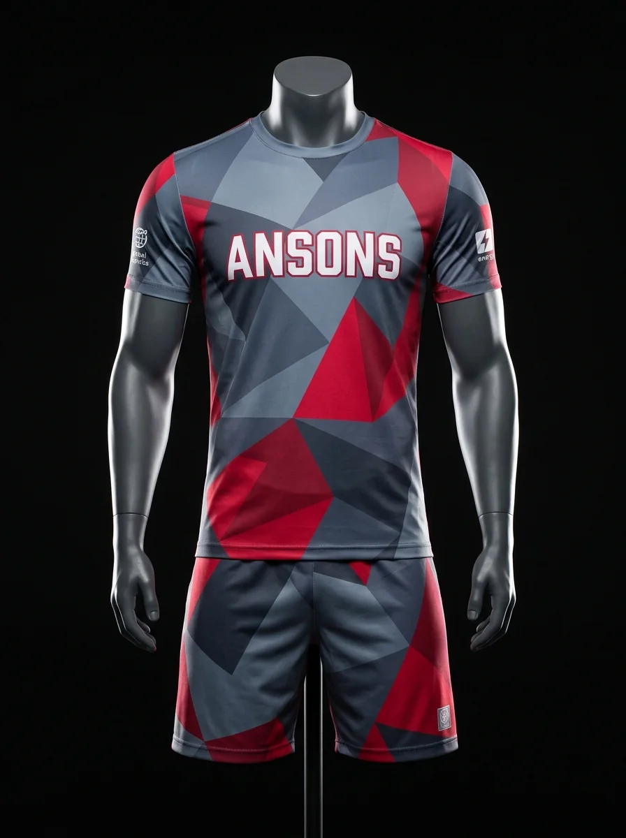 Crimson Polygon custom volleyball uniform mannequin mockup