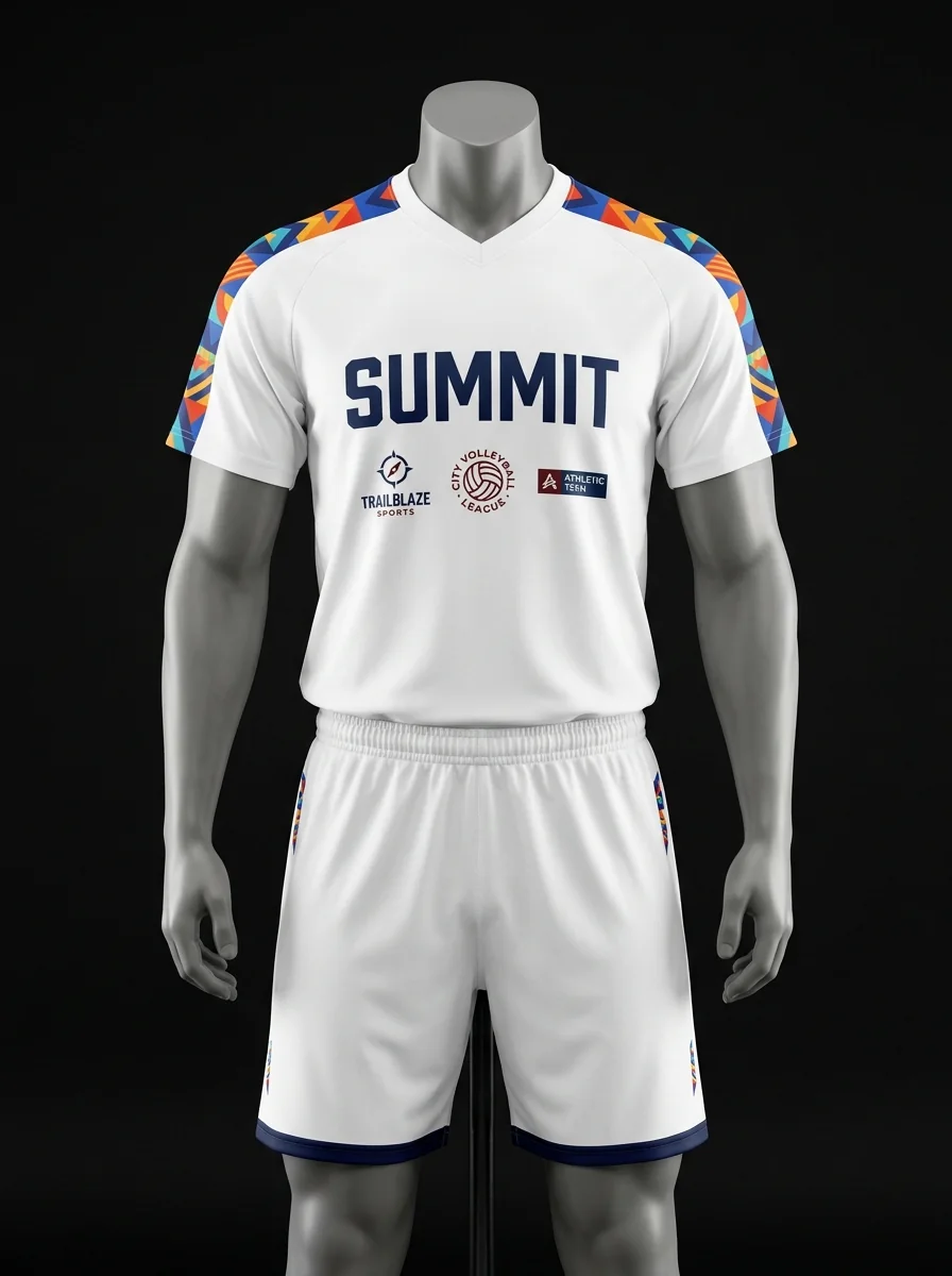 White Summit custom volleyball uniform mannequin mockup