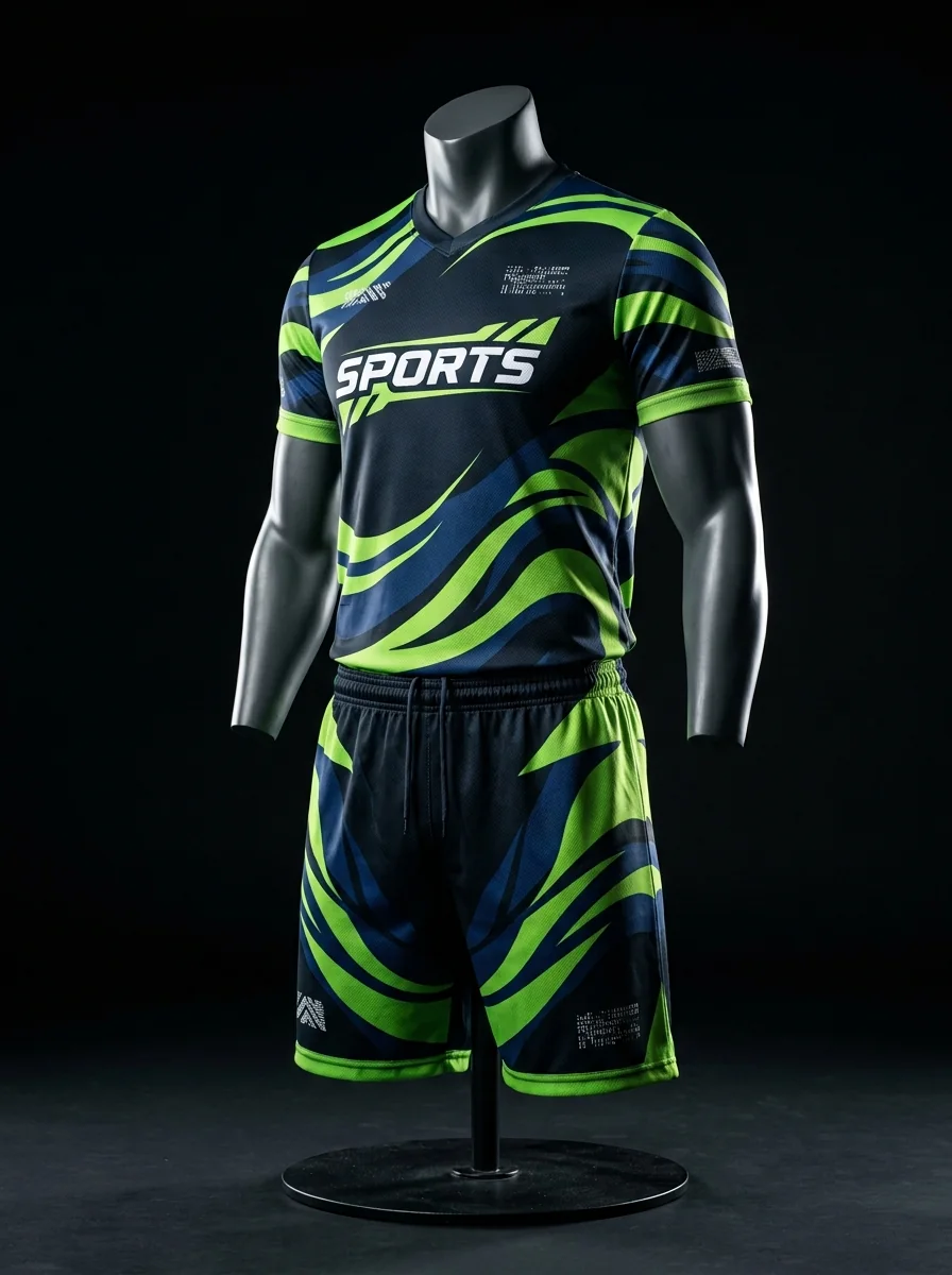 Lime Navy custom volleyball uniform mannequin mockup