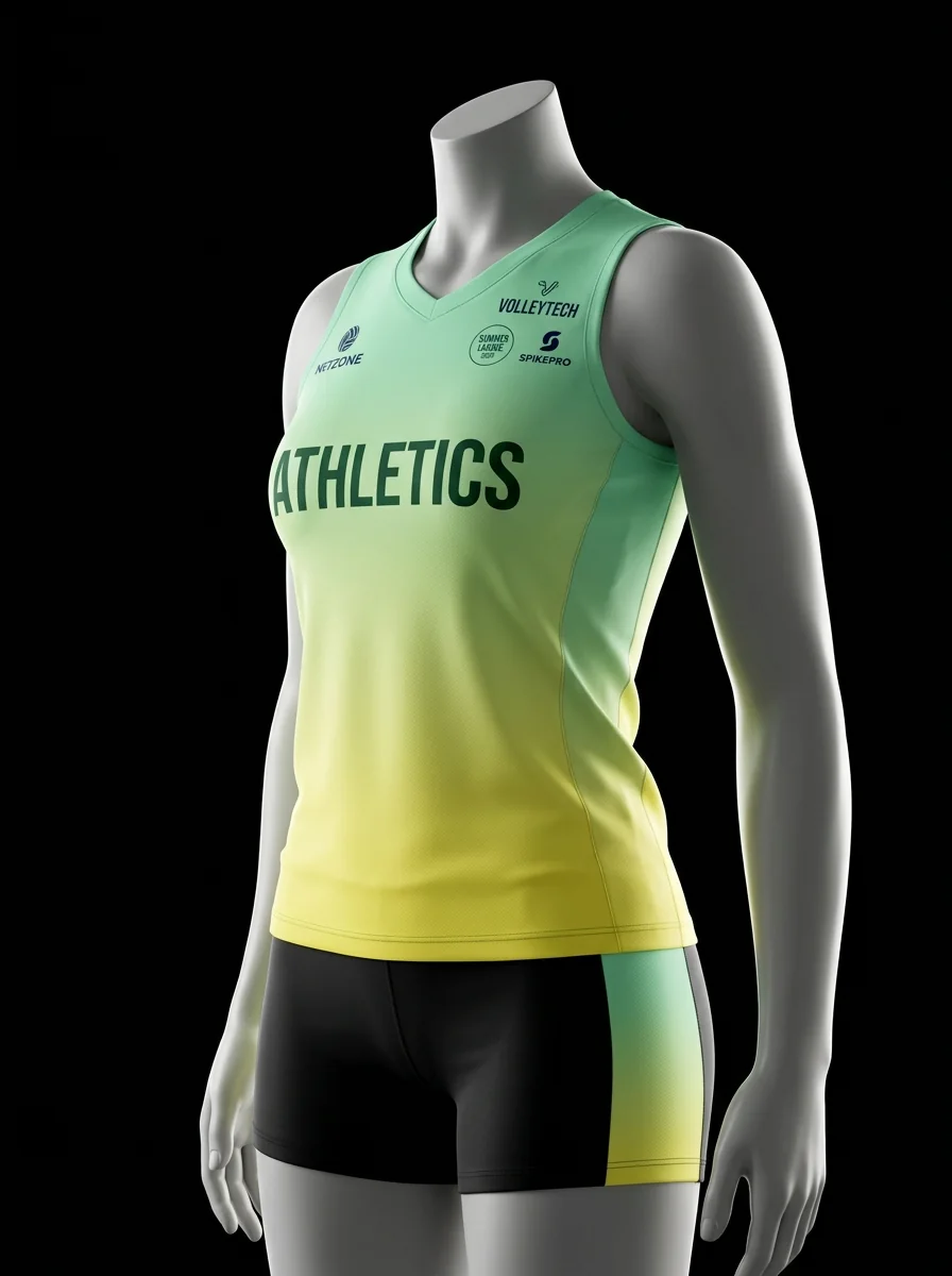 Mint Yellow Women's custom volleyball uniform mannequin mockup