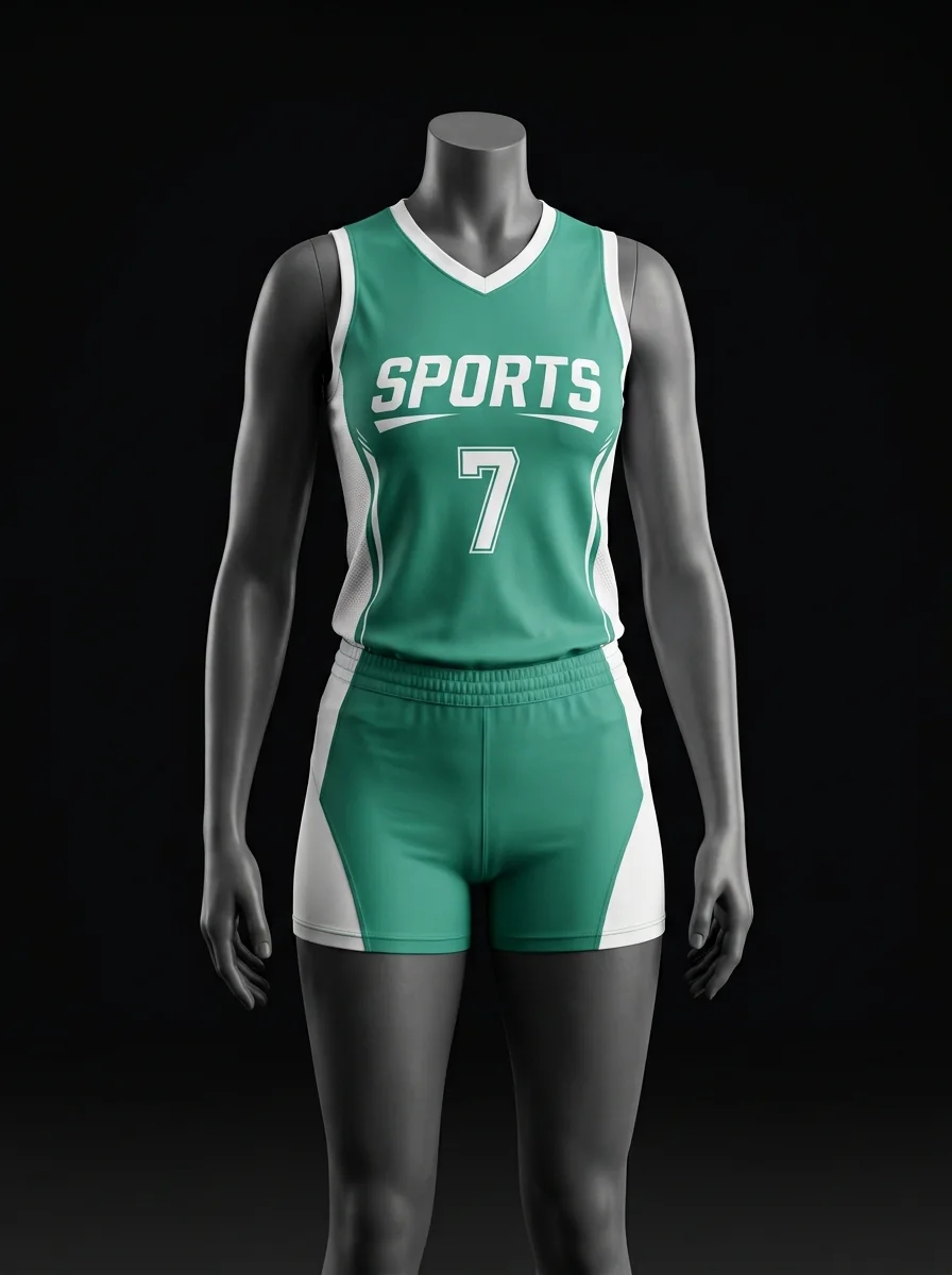 Emerald White Women's custom volleyball uniform mannequin mockup